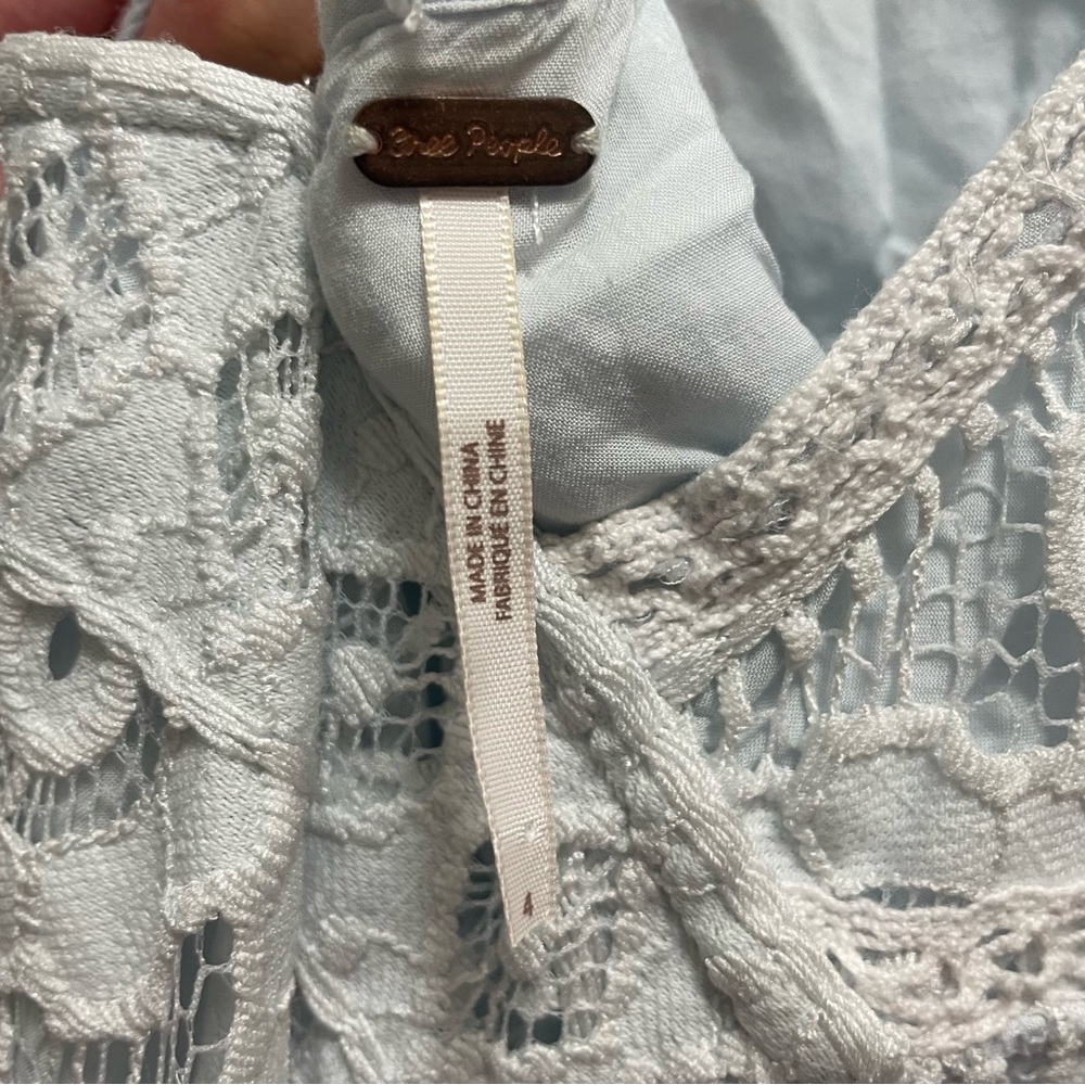 Free People Just Like Honey Sky Blue Lace Dress Sz 4 - Picture 6 of 6